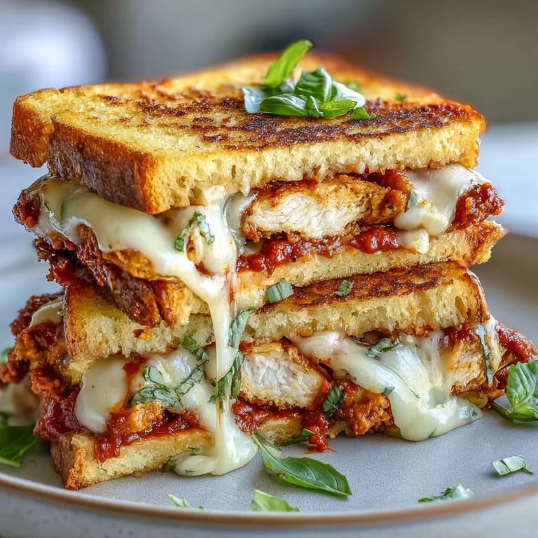 Golden fried chicken layered with creamy vodka sauce and gooey cheese, topped with fresh basil on ciabatta.  
