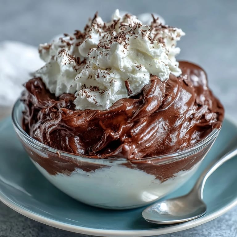 Indulgent chocolate mousse filling for cakes, spooned into cups and garnished with whipped cream and chocolate shavings.