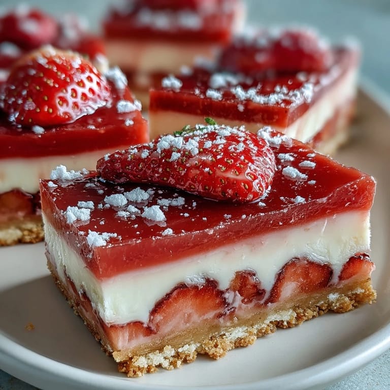 Sweet and zesty strawberry lemonade bars feature fresh berry puree in a smooth lemon filling, baked on a crisp golden shortbread base for sunny-day treats.