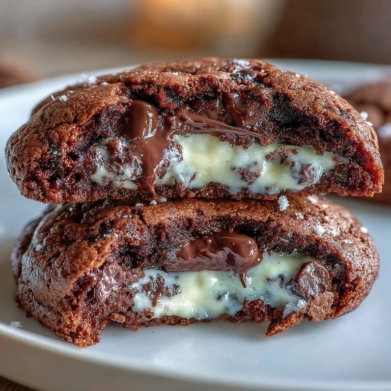 Soft, chewy brownie cookies stuffed with tangy cream cheese filling, perfect for dessert lovers.