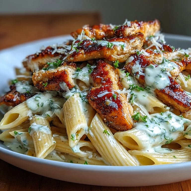 Savory Creamy High Protein Chicken Pasta ready for a delicious dinner serving.