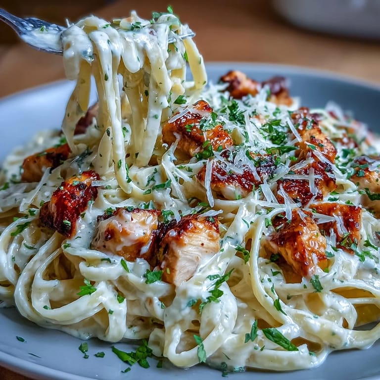 Delectable Low Calorie Chicken Alfredo, a satisfying, healthy weeknight dinner option.
