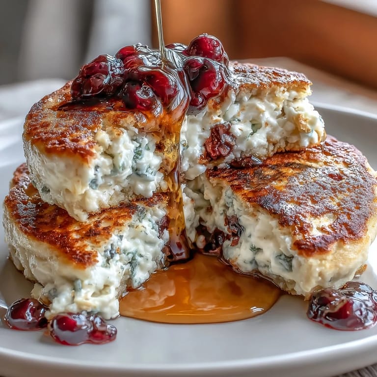 High-protein cottage cheese pancake bites topped with fresh blueberries, perfect for meal prep and busy mornings.