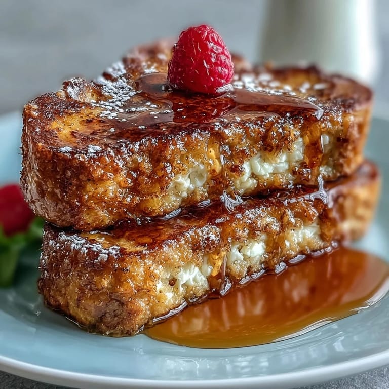 Crispy Protein French Toast Sticks stacked on a plate, topped with Greek yogurt and a drizzle of honey for a protein-packed breakfast.