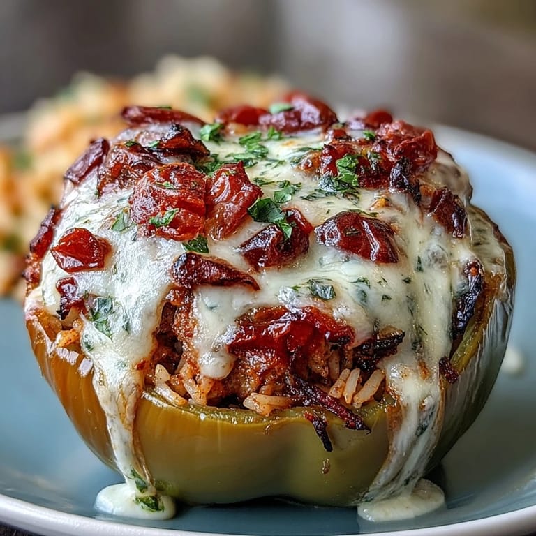 Protein-packed stuffed peppers bursting with flavorful turkey, brown rice, and zesty herbs, baked to perfection for a healthy dinner.