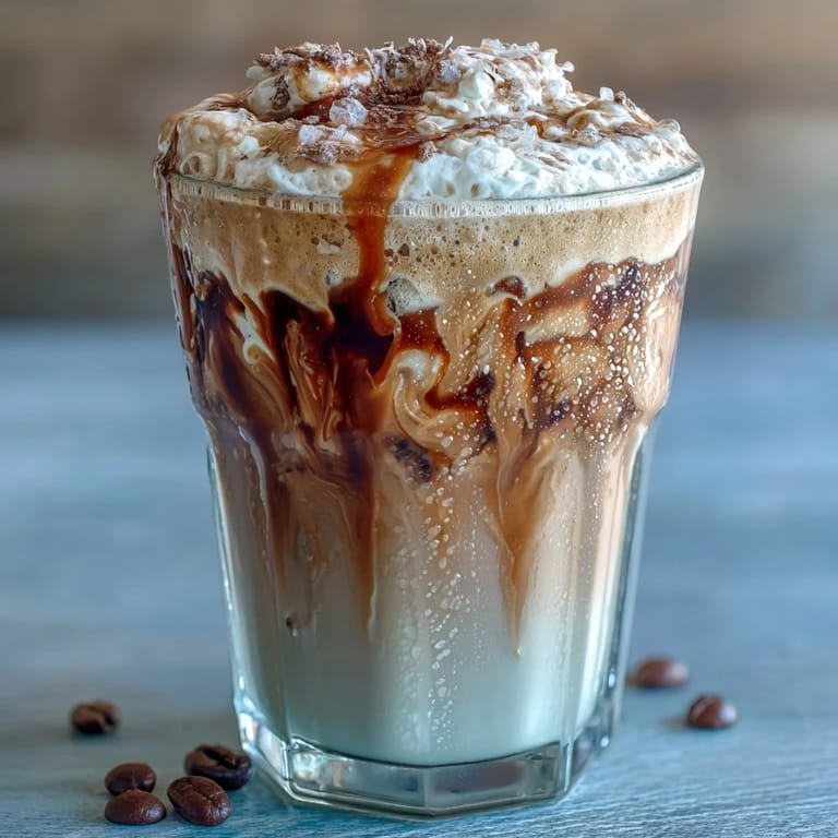 Energizing iced coffee protein smoothie with bold coffee flavor, creamy milk, and a hint of vanilla, perfect for breakfast.