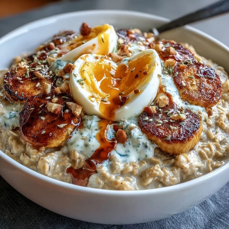 High Protein Breakfast Prep: Eggs & Oats with honey drizzle, cinnamon oats, and fresh berries for a balanced start.