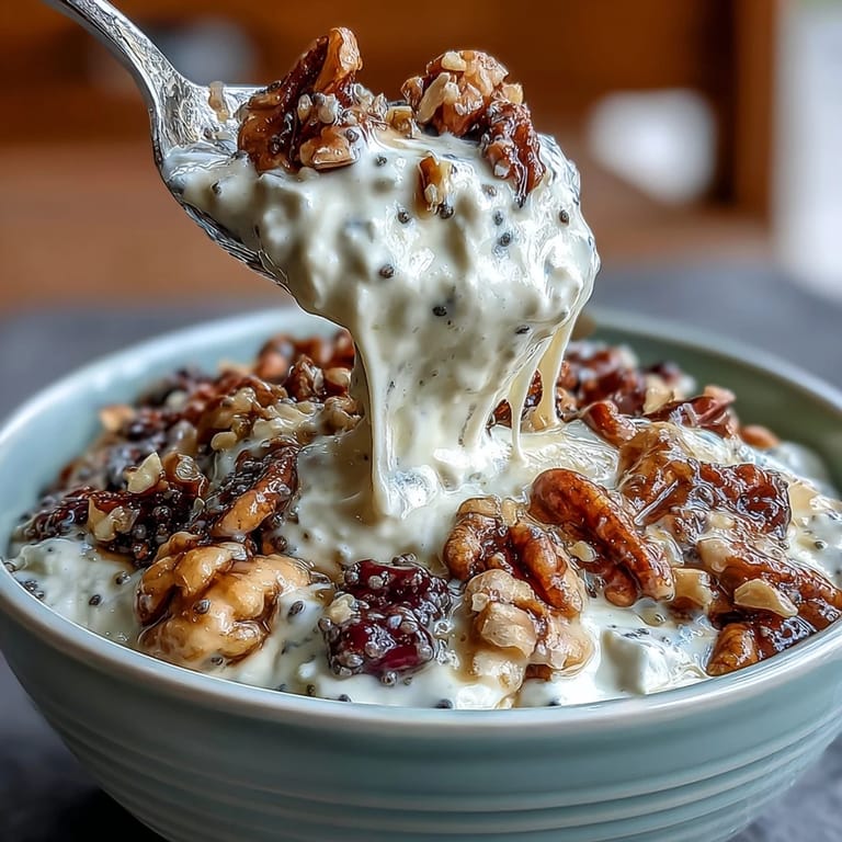 Protein-packed yogurt breakfast bowl with nuts and honey, ideal for quick mornings