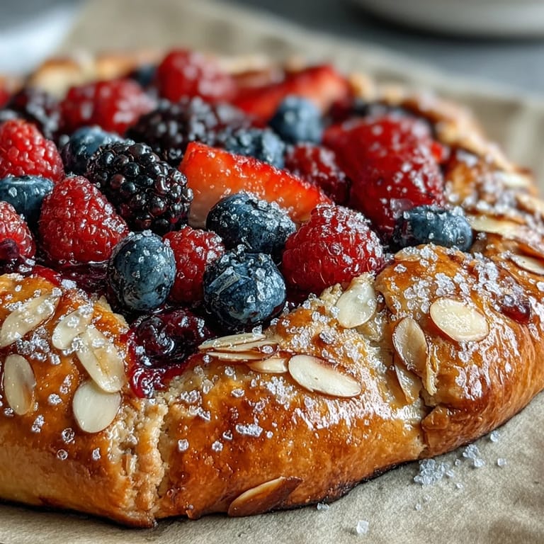 Close-up of a delicious Summer Berry Galette, showcasing fresh, bubbling fruit.