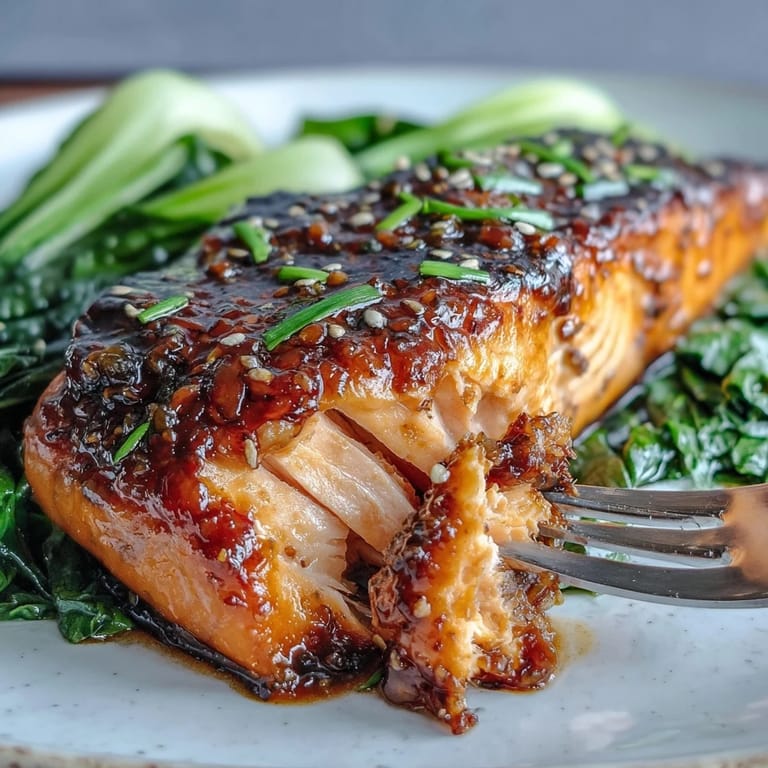 A healthy, flavorful plate of miso glazed salmon with crisp, seared bok choy.