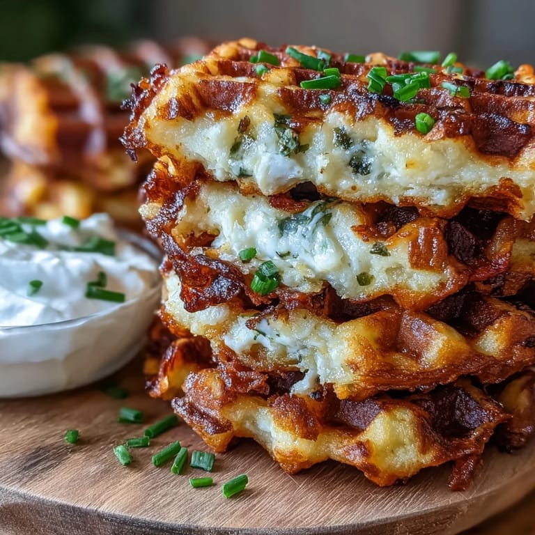 Golden brown leftover mashed potato waffle melts, a hearty and cheesy invention.
