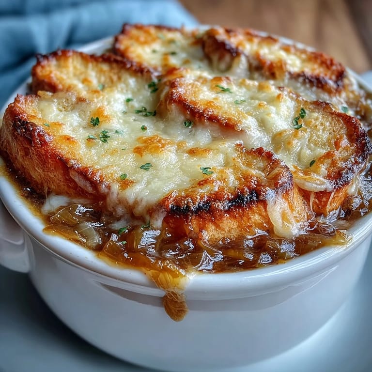 Savory Roasted Cabbage French Onion Soup, bubbling with cheese, served in rustic bowls.