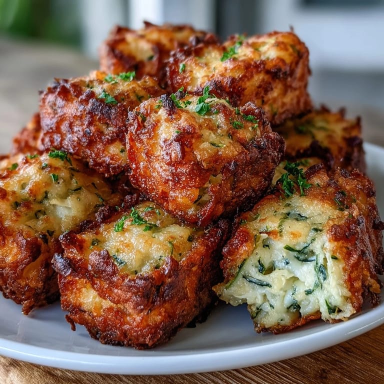 Cheesy Zucchini Cheddar Tater Tots, a delightful appetizer, ready to enjoy.