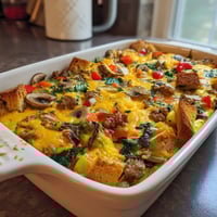 A delicious high protein breakfast casserole.