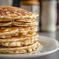 Flourless pancakes stacked on a plate.