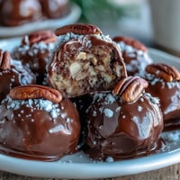 Decadent Kentucky Derby bourbon balls with rich chocolate coating and crunchy pecans, perfect for festive Southern celebrations.