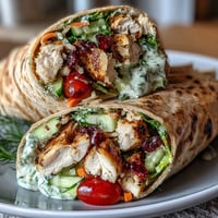 A colorful chicken wrap meal prep with juicy chicken, crisp veggies, and soft whole wheat tortillas for healthy lunches.