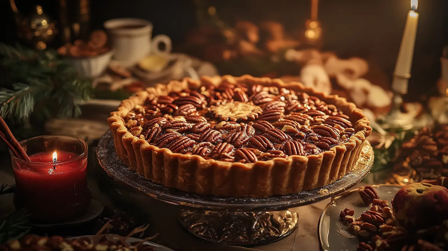 Freshly baked pecan pie ready to be stored