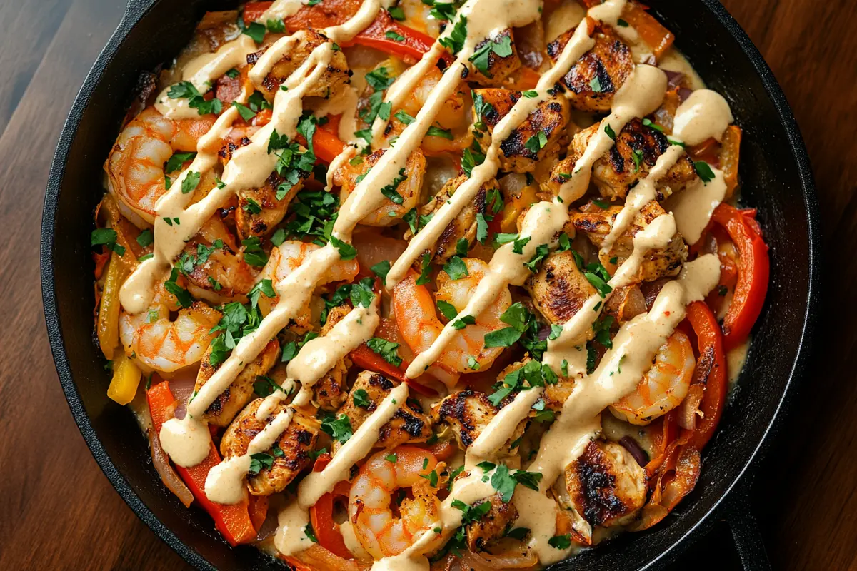 Tasty chicken and shrimp recipes ready to eat.