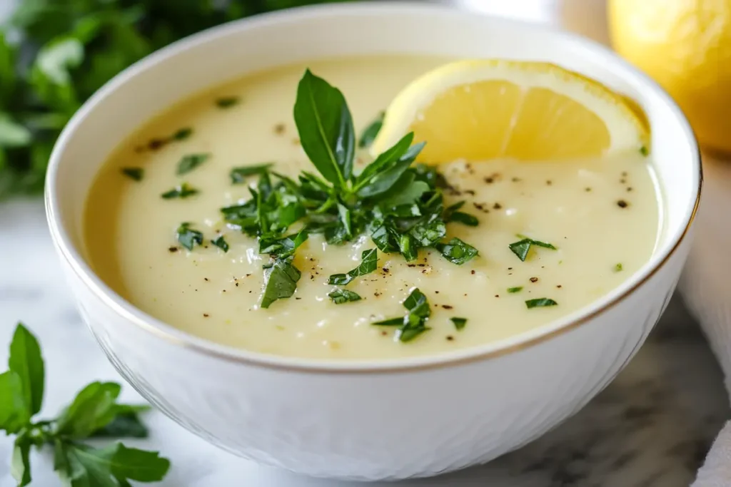 Serving and Enjoying Greek Soup