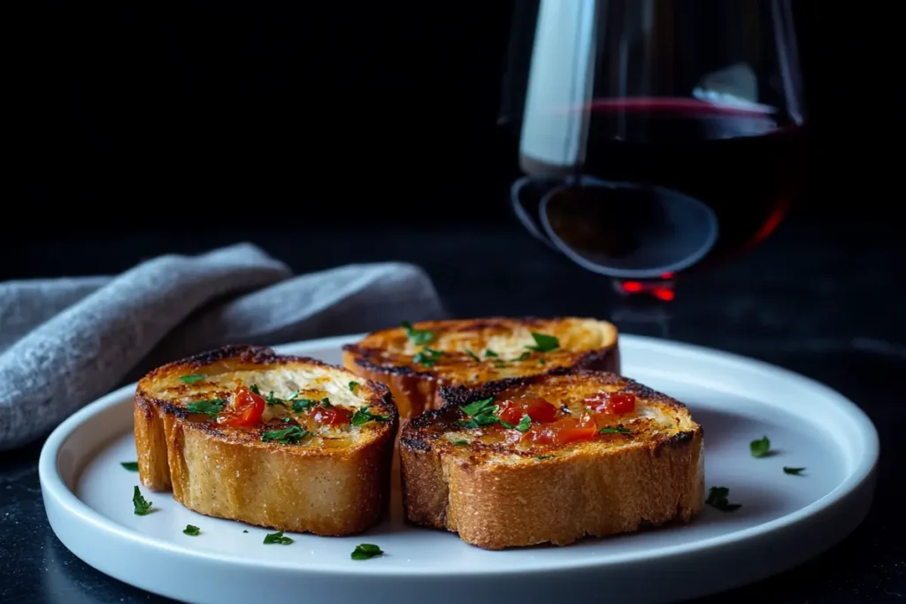 Red Wine Spanish Toast with a glass of red wine.