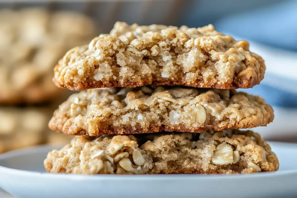 Side-by-side comparison of soft and hard oatmeal cookies, highlighting texture difference.