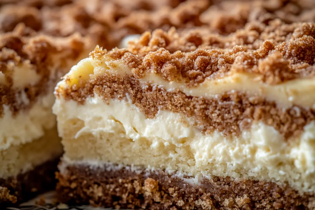 Delicious cream cheese coffee cake on a plate.