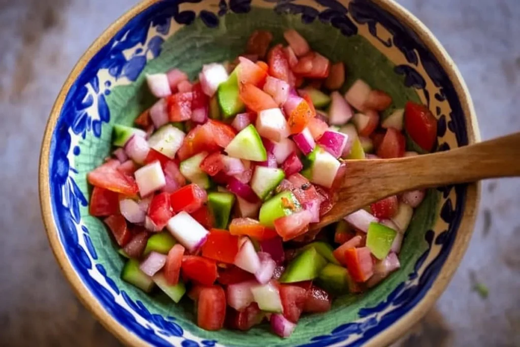 A bowl of fresh pipirrana ready to eat.