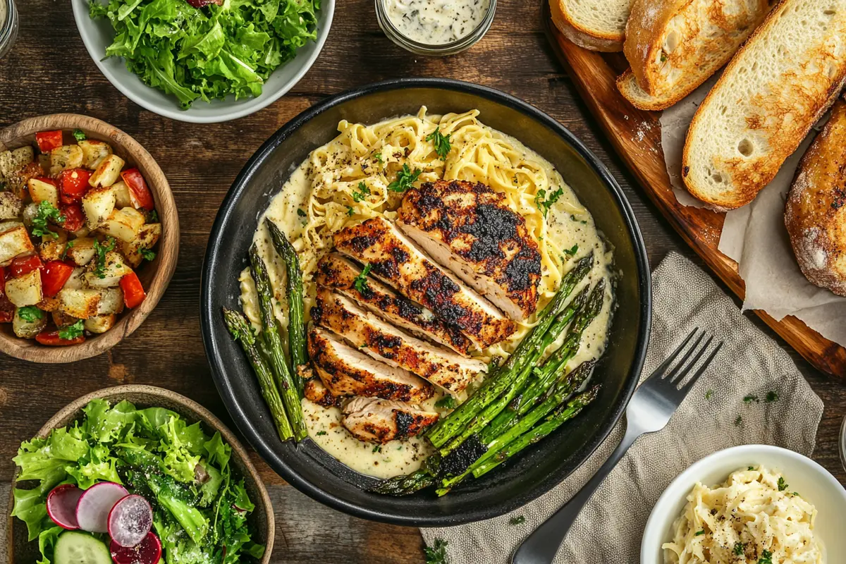 Sides to serve with blackened chicken alfredo