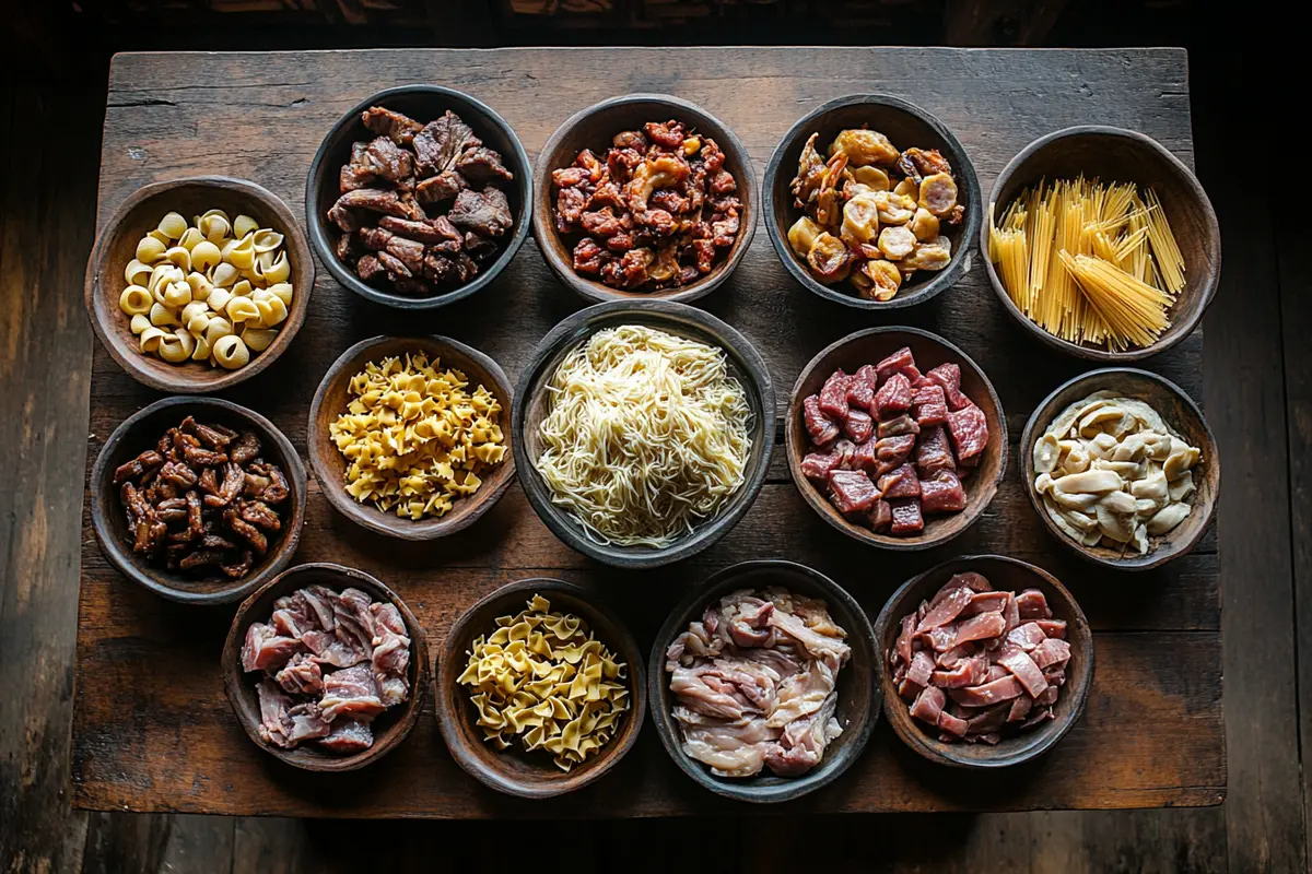 What Meat Pairs Well With Pasta, showcasing various meat choices.