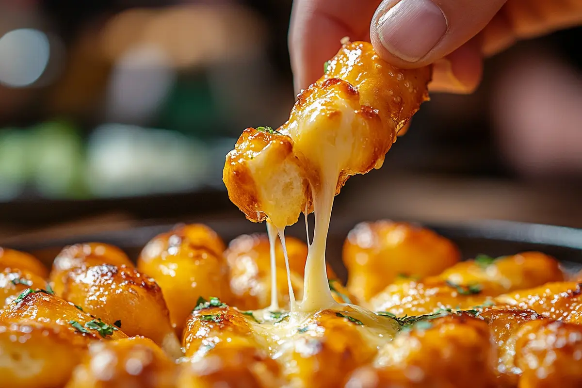 Dipping cheese into a stick