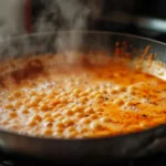 Marry me chick pea simmering in a skillet