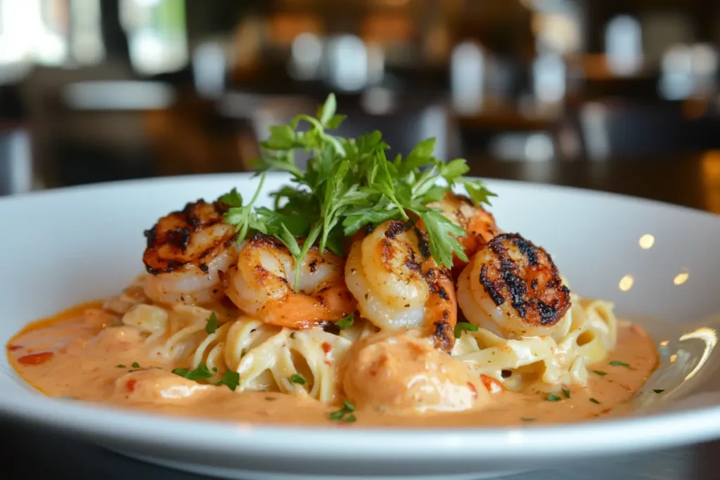 Cajun Alfredo Sauce over Fettuccine with Shrimp