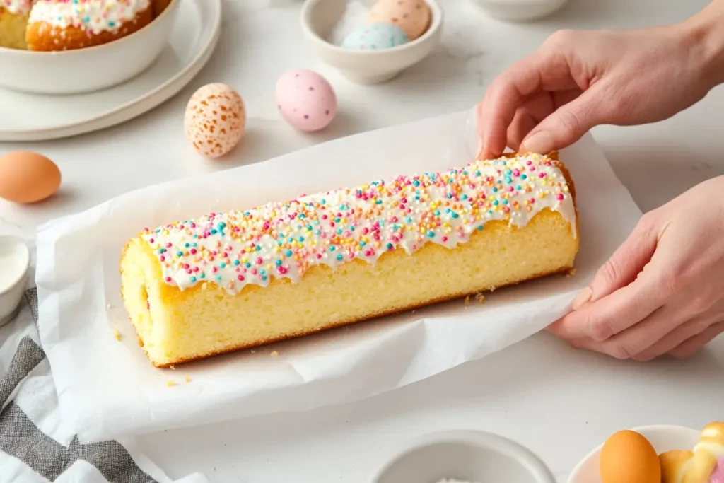 Rolling Easter Cake Roll Technique