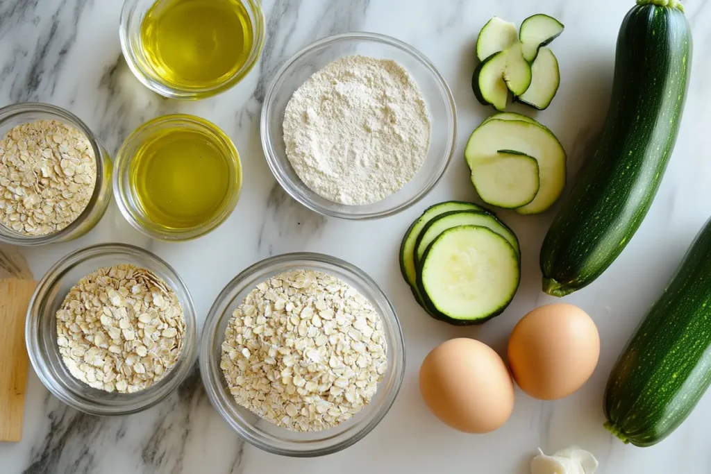 Ingredients for oatmeal zucchini bread