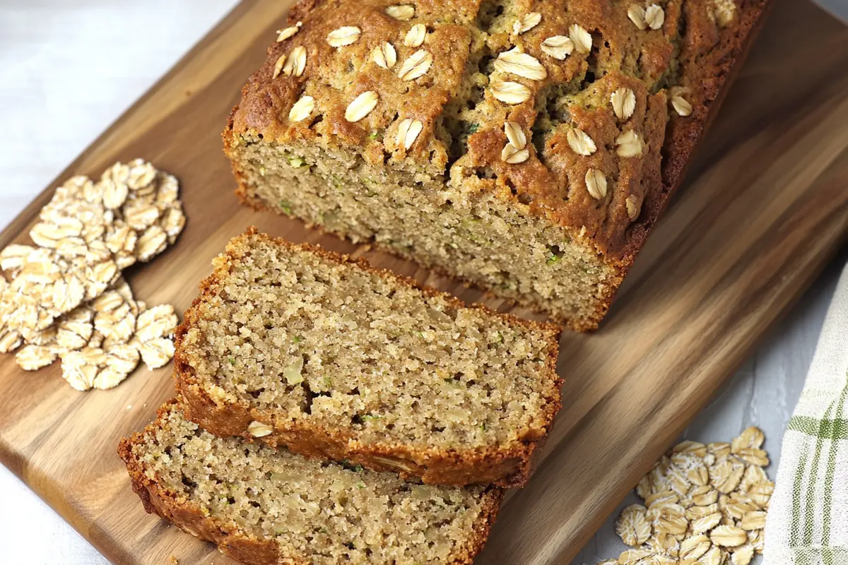 Delicious slice of oatmeal zucchini bread.