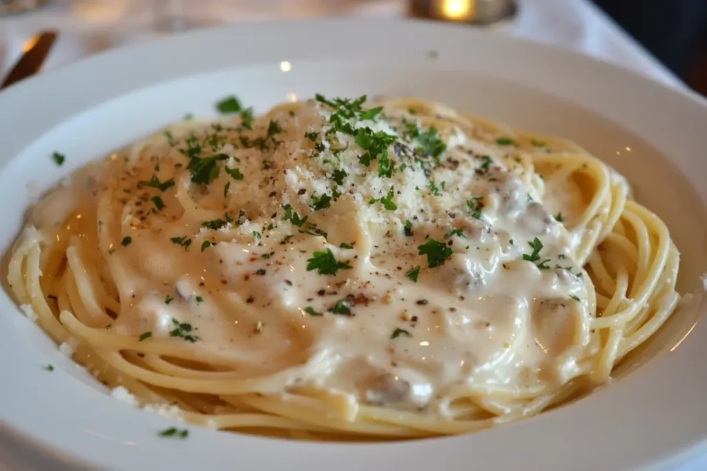 Pasta with garlic parmesan seasoning.