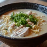 Crack Chicken Noodle Soup served with crusty bread and a side salad.